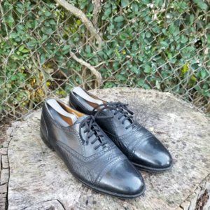 MEZLAN Florence II Black Leather Cap Toe Oxford